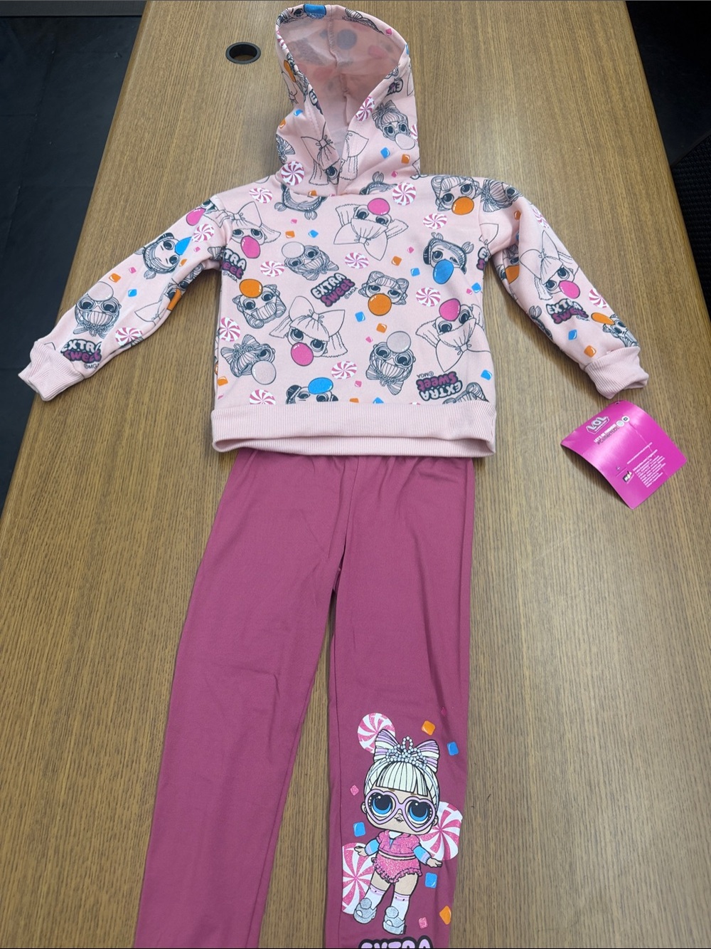 L.O.L. Surprise! Pink Printed Hoodie with Magenta Character Leggings